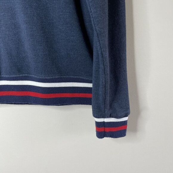 SUNDRY Womens SUN DAYS Sweatshirt Sz 2 Textured-Letters Navy Viscose-Blend - Picture 4 of 8